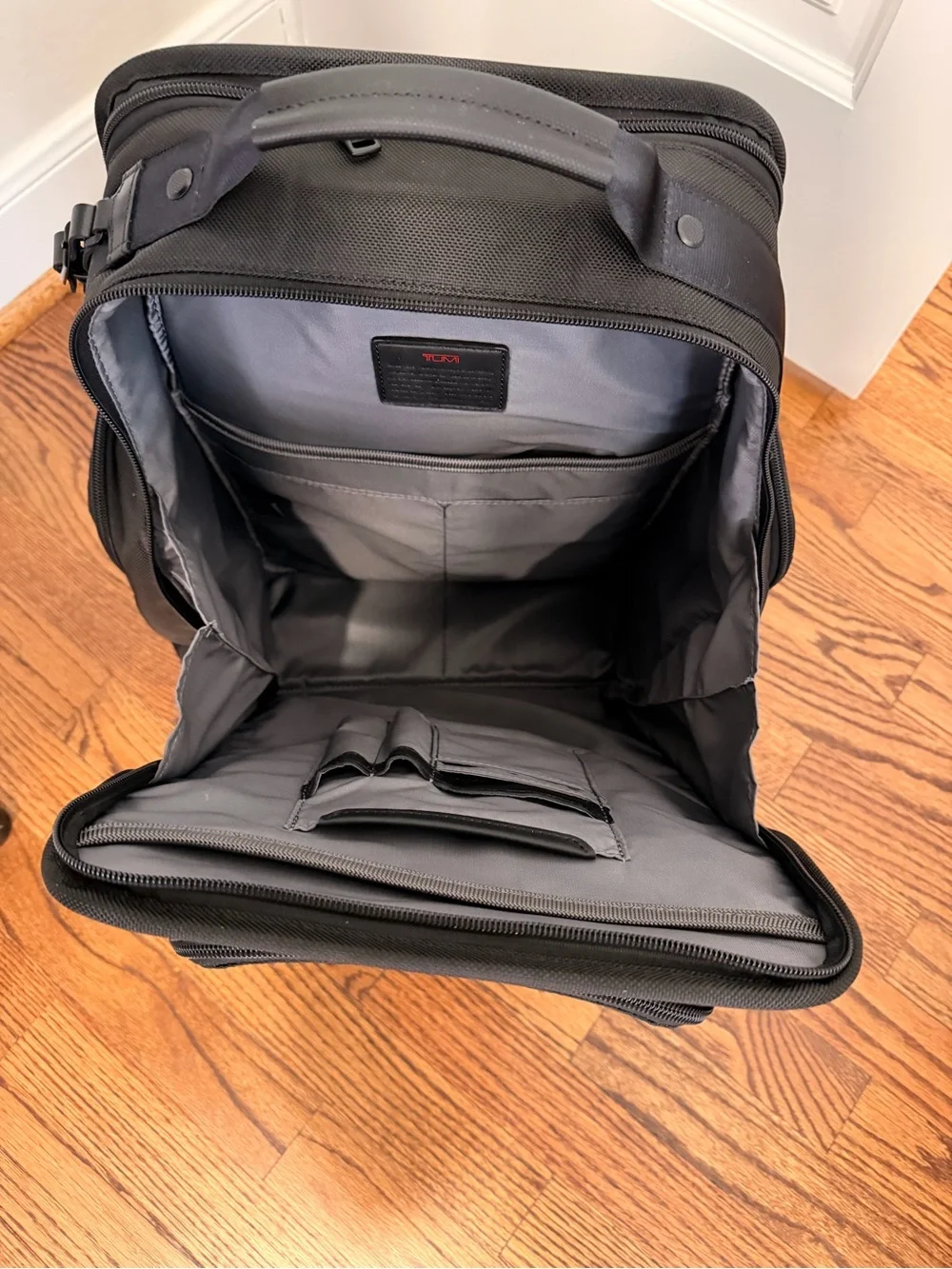 Tumi Black Structured Travel Backpack with Front Organizer Pockets